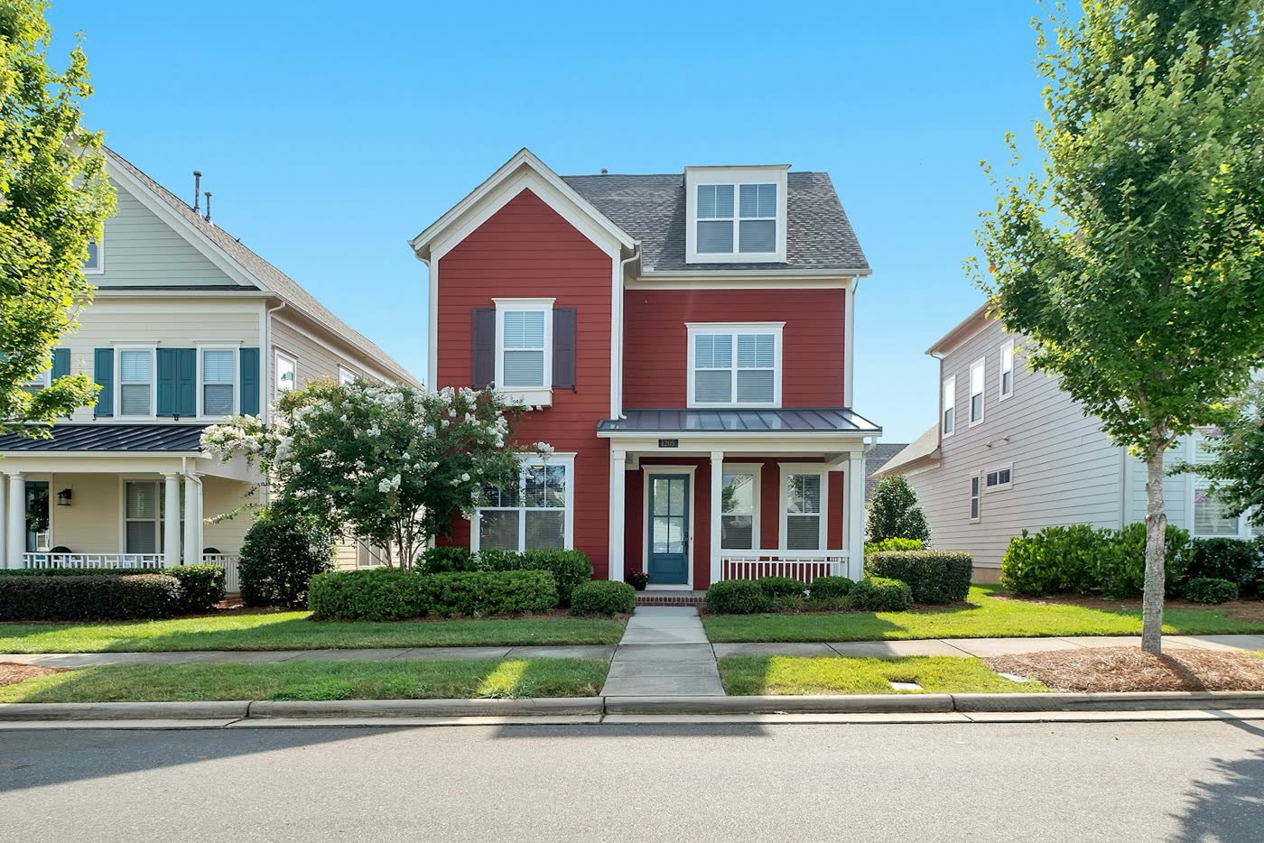 Suburban townhome and residential street